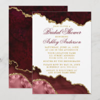 Watercolor Burgundy Gold Marble Bridal Shower