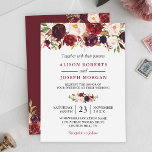 Watercolor Burgundy Red Floral Rustic Boho Wedding Invitation<br><div class="desc">*** See Matching Items: https://zazzle.com/collections/119552305648576390 *** ||| 

Watercolor Burgundy Red Floral Rustic Boho Wedding Invitation. For further customization,  please click the "customize further" link and use our design tool to modify this template. If you need help or matching items,  please contact me.</div>