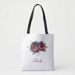Watercolor Burgundy Rose Tote Bag