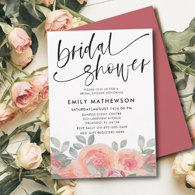 Watercolor Burnt Orange Roses Bridal Shower Invitation (Creator Uploaded)