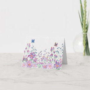 Watercolor Butterflies and Flowers  Card