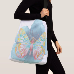 Watercolor Butterflies and Flowers Crossbody Bag