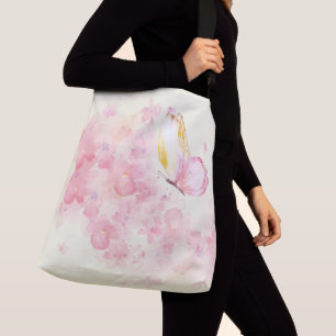 Watercolor Butterflies and Flowers Crossbody Bag