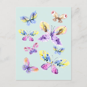 Watercolor butterflies art Postcard