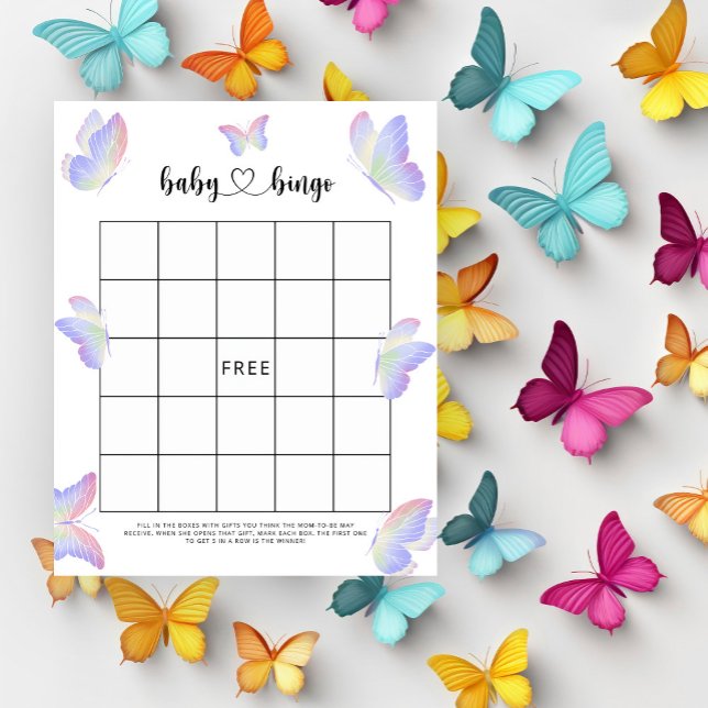 Watercolor Butterflies - Baby shower bingo game (Creator Uploaded)