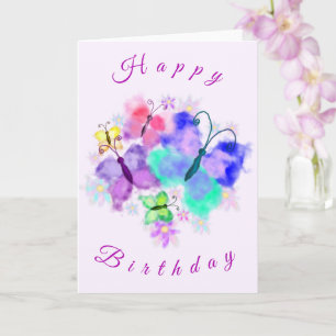Watercolor Butterflies Birthday Card