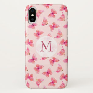 Watercolor Butterflies Blush Monogram Case-Mate iPhone Case