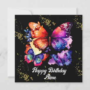 Watercolor Butterflies Colourful Faux Gold Name