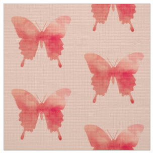 Watercolor Butterflies - Coral and Peach Fabric