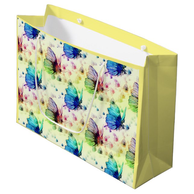 Watercolor Butterflies Gift Bag (Front Angled)