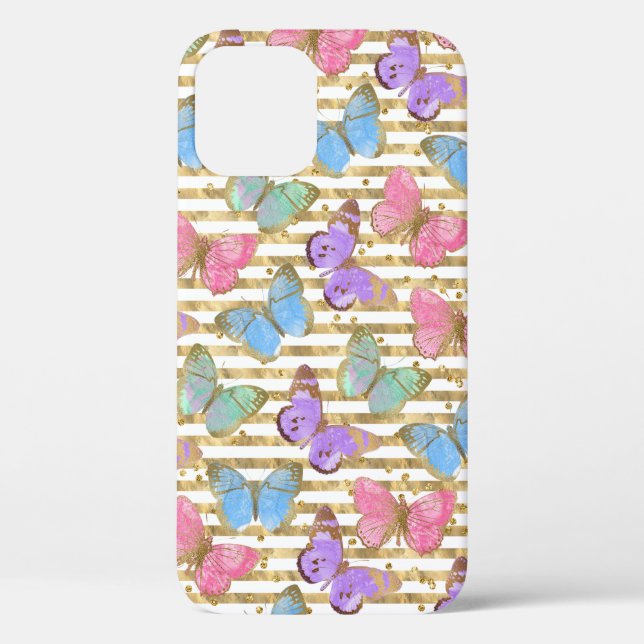 Watercolor Butterflies Gold Glitter Case-Mate iPhone Case (Back)