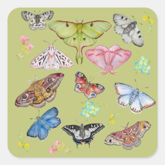Watercolor Butterflies in Flight Square Sticker