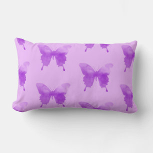 Watercolor Butterflies - Lavender and Violet Lumbar Pillow