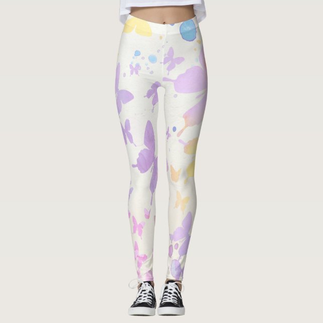 Watercolor butterflies leggings (Front)