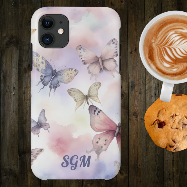 Watercolor Butterflies Monogram  Case-Mate iPhone Case (Creator Uploaded)