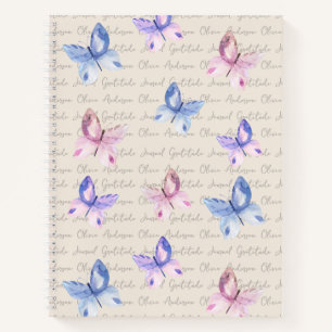 Watercolor Butterflies Monogram Gratitude Journal