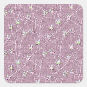 Watercolor Butterflies on Dusty Pink Square Sticker