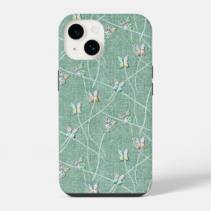 Watercolor Butterflies on Mint Green iPhone 14 Case