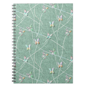 Watercolor Butterflies on Mint Green Notebook