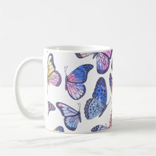Watercolor Butterflies: Pastel Vintage Pattern. Coffee Mug