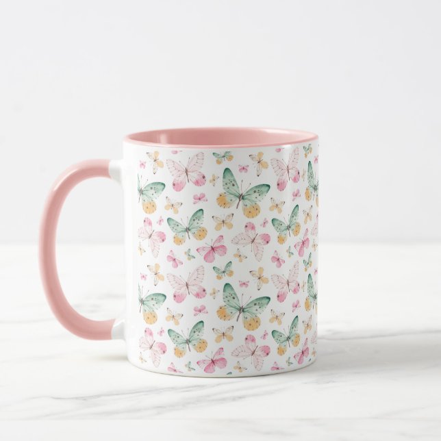 Watercolor Butterflies Pattern Mug (Left)