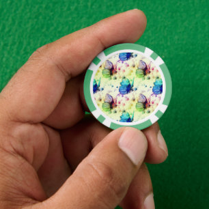 Watercolor Butterflies Poker Chips