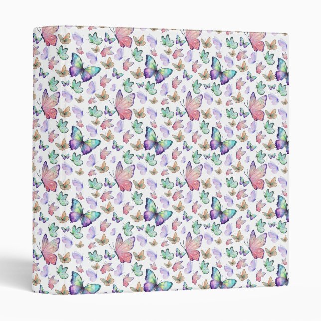 Watercolor Butterflies Seamless Pattern Binder (Front/Spine)