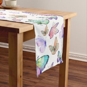 Watercolor Butterflies Seamless Pattern Medium Table Runner