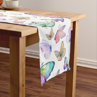 Watercolor Butterflies Seamless Pattern Medium Table Runner