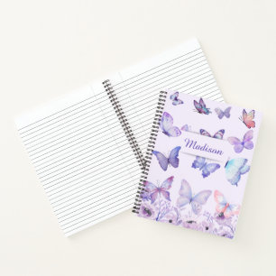 Watercolor Butterflies Wildflowers Garden Lilac Notebook