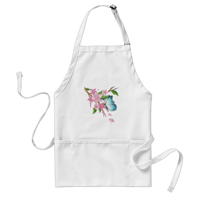 Watercolor Butterfly and Blossoms Standard Apron (Front)