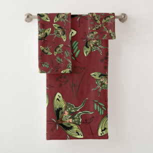 Watercolor butterfly and lavender flower Yoga Mat Bath Towel Set