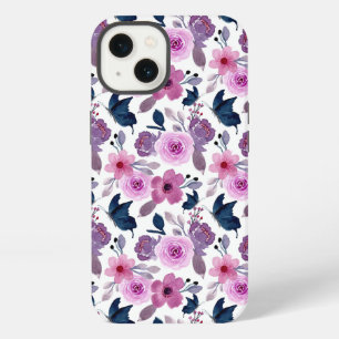 Watercolor butterfly and pink flowers iPhone 13 case