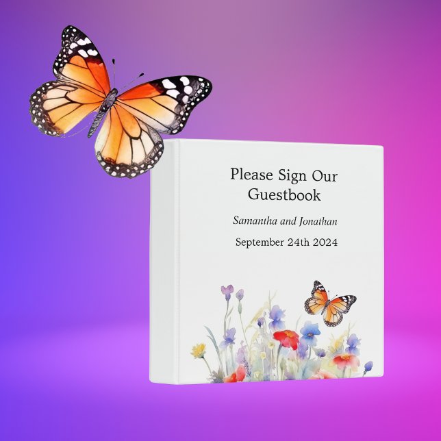 Watercolor Butterfly and Wildflowers Guest Book Binder (Creator Uploaded)