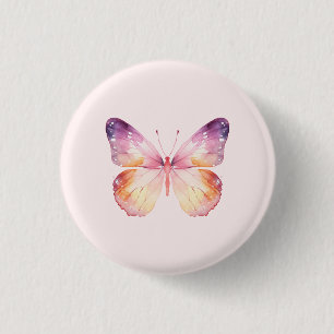 Watercolor Butterfly Art 1 Inch Round Button