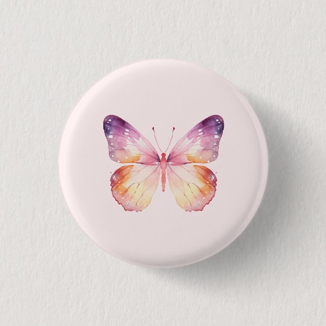 Watercolor Butterfly Art 1 Inch Round Button (Front)