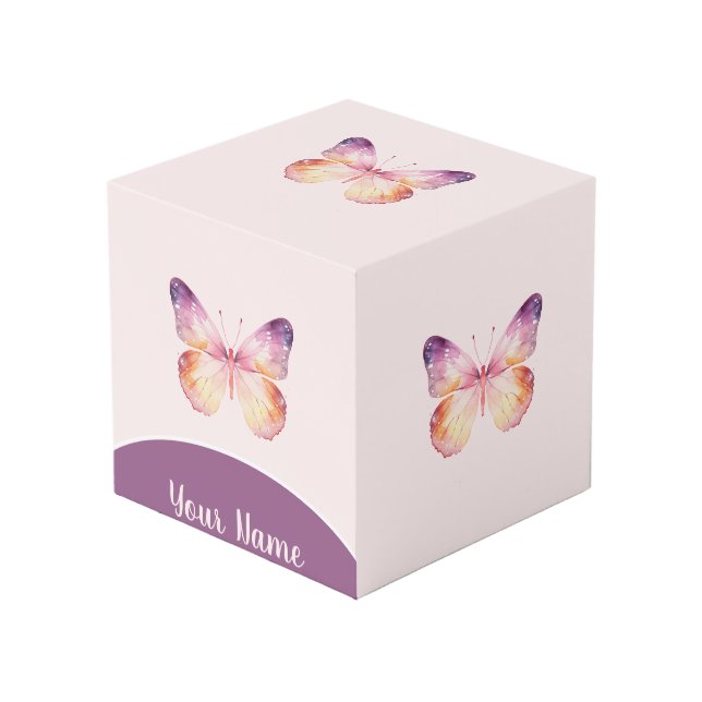 Watercolor Butterfly Art  Cube (Front Angled)