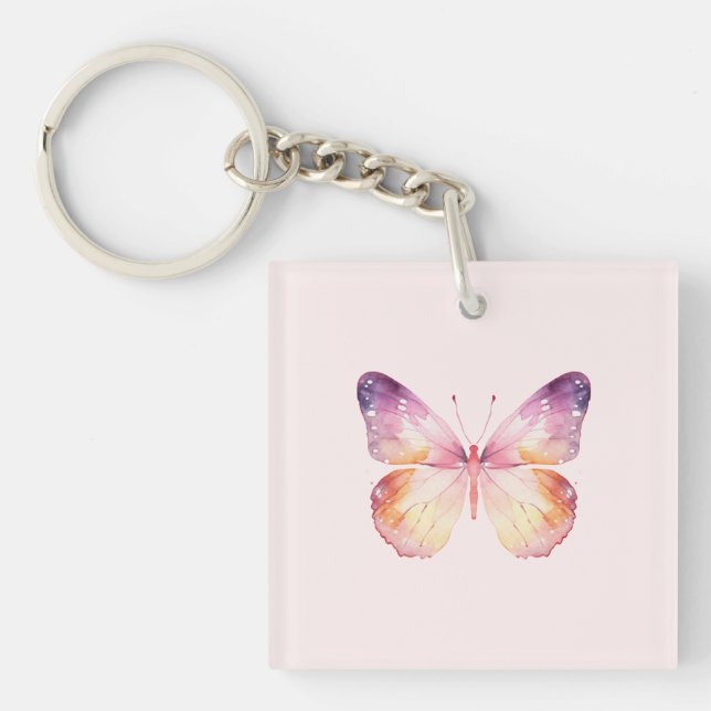 Watercolor Butterfly Art Keychain (Front)