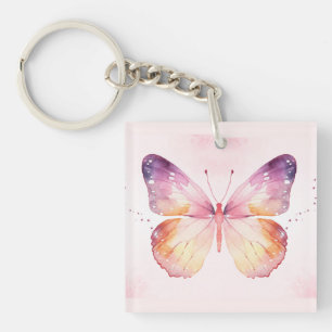 Watercolor Butterfly Art Keychain