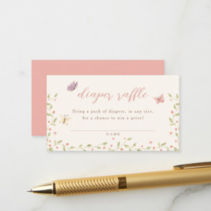 Watercolor Butterfly Baby Shower Diaper Raffle Enclosure Card