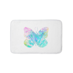 Watercolor Butterfly Bath Mat Rug