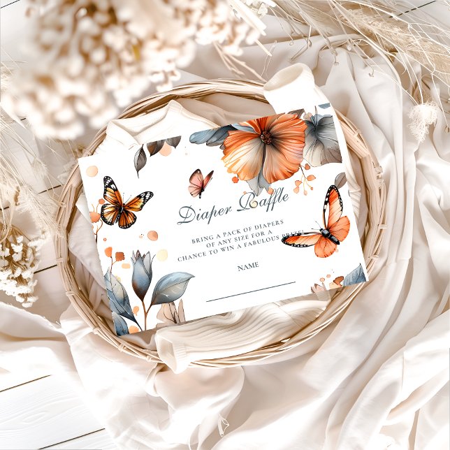 Watercolor Butterfly Bloom Diapper Raffle Enclosure Card (Creator Uploaded)