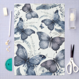 Watercolor Butterfly Blue Chinoiserie  Tissue Paper