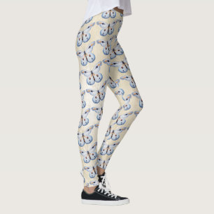 Watercolor BUTTERFLY blue orange + your ideas Leggings