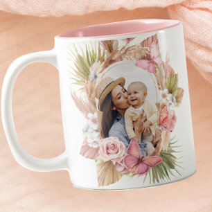 Watercolor Butterfly Boho Mothers Day Two-Tone Coffee Mug