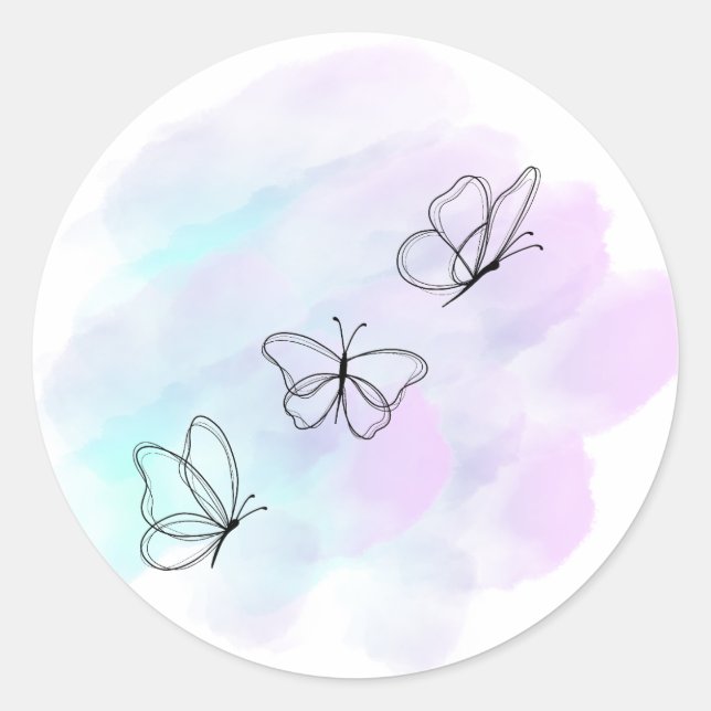 Watercolor butterfly classic round sticker (Front)