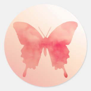 Watercolor Butterfly - Coral and Peach Classic Round Sticker