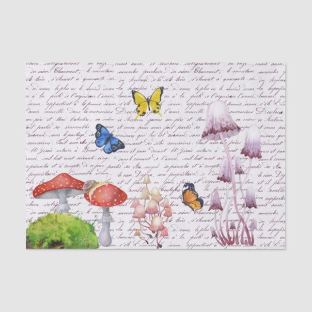 Watercolor Butterfly  Decoupage Mushroom  Tissue Paper (Front)