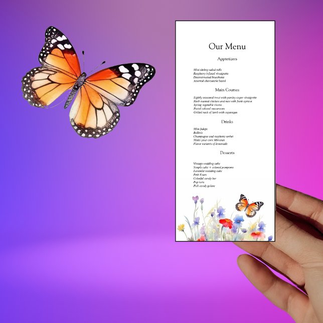 Watercolor Butterfly et menu Mariage Fleur sauvage (Créateur téléchargé)