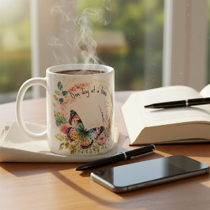Watercolor butterfly floral custom coffee mug